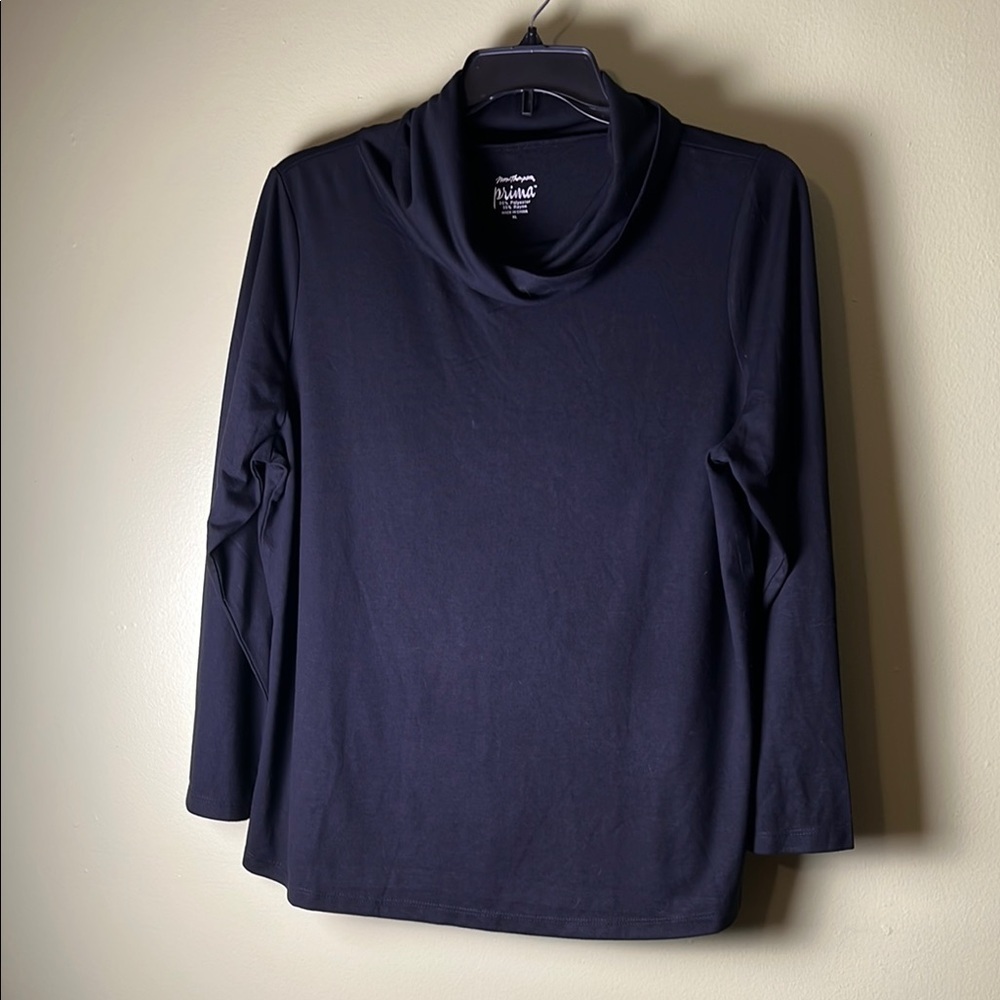Norm Thompson Prima Black Cowl Neck Long Sleeve Top